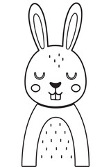 Black‑White Rabbit Sticker Label