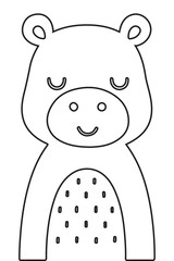 Black‑White Hippo Sticker Label