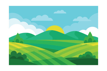 Obraz premium Nature Landscape with Green Fields 