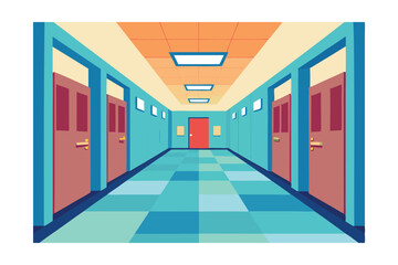 Bright School Corridor Interior |