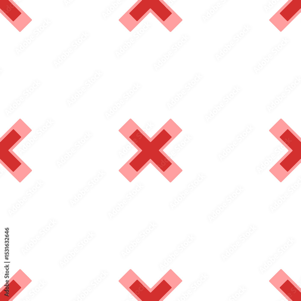 Poster seamless pattern of large isolated red multiplication symbols. the elements are evenly spaced. illus