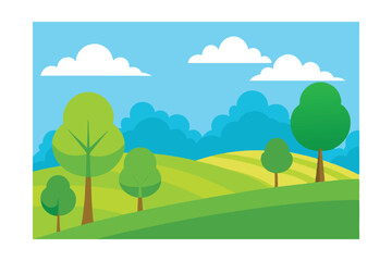 Fototapeta premium Springtime Landscape with Green Fields and Trees 