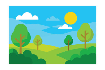 Fototapeta premium Springtime Landscape with Green Fields and Trees 