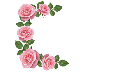 Pink roses gracefully frame a black backdrop symbolizing tender love and classic beauty in a on transparent background