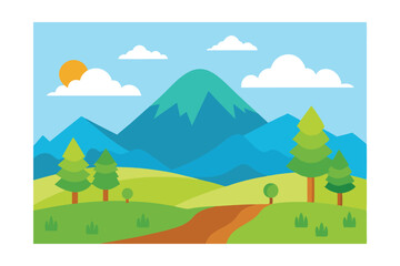 Fototapeta premium Common Natural Landscape Illustration Vector