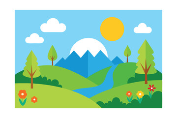 Fototapeta premium Spring Landscape Vector Illustration 