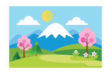 Fototapeta premium Spring Landscape Vector Illustration 