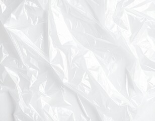 Obraz premium Crinkled Transparent Plastic Wrap Texture on White Background