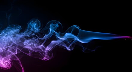 Fototapeta premium Colorful abstract smoke waves in blue and purple on black background, perfect for design, wallpaper, or visual effects