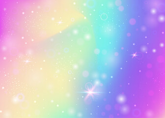 Fototapeta premium Girl Pattern. Pink Kawaii Gradient. Princess Invitation. Holographic Mystical Mesh. Purple Galaxy Background. Blue Sparkles Hologram. Unicorn Glitter. Cute Girl Pattern.