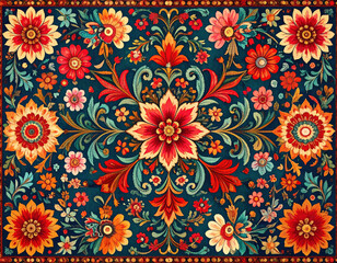 Vibrant tapestry woven with floral motifs, showcasing vintage vignette perfect for celebrations and adding charm to any space