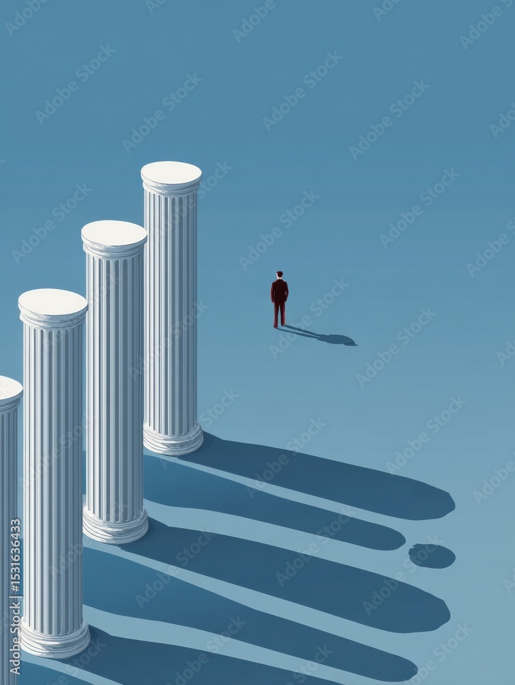 Poster five pillars of personal development stand tall in a minimalist setting, showcasing growth principle