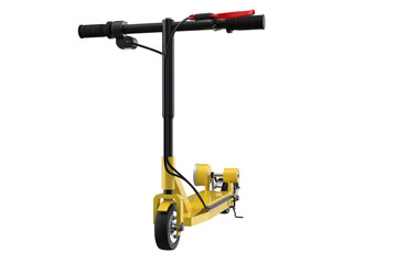 Bright Yellow Electric Scooter 3D Render PNG - High Resolution Isolated Urban Transport E-Scooter for City Commute, Eco-Friendly Personal Mobility Vehicle with Transparent Background