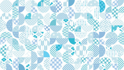 夏の季節の涼しい和柄背景イラスト