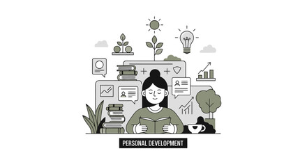 Personal Development: Growth Mindset Illustration