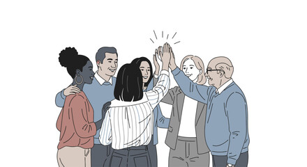 Diverse Team High-Five: Collaboration & Success