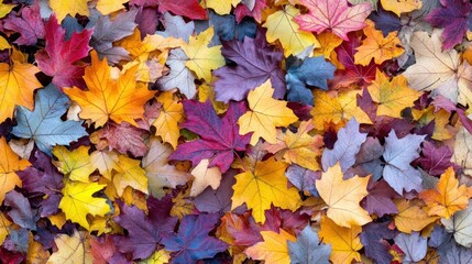 Vibrant fall leaves, various colors, autumnal