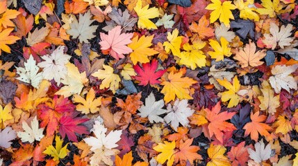 Autumn leaves carpet the ground in a vibrant display of color