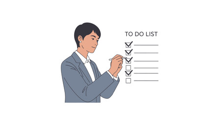 Task Management: Man Completing To-Do List