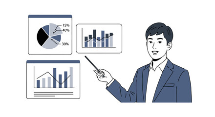 Data Presentation: Man Explaining Charts