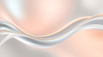 Naklejka premium Elegant flowing silk waves in soft peach and silver tones on a smooth abstract background