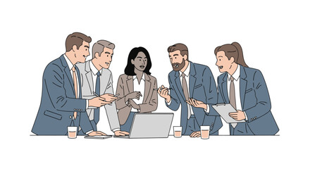 Collaborative Business Team Meeting Around Laptop