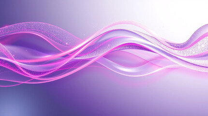 Elegant flowing pink and purple light waves on soft gradient background, futuristic and dreamy abstract design for technology or beauty concepts