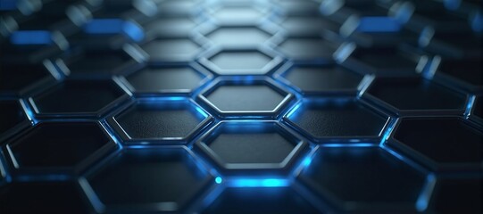 Minimalist hexagonal matte pattern with subtle blue energy glow
