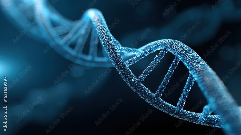 Aufkleber dna analysis investigation in forensic technology. 3d rendering of a dna double helix in vibrant blu