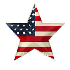 Obraz premium American flag in the shape of a star, isolated on transparent background