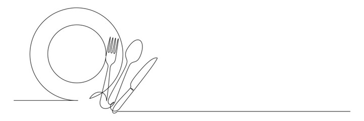 continuous line drawing of cutlery vector 4