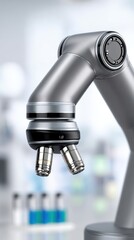 DNA analysis investigation in forensic technology. Robotic arm with precision grippers in a laboratory setting, showcasing advanced technology and automation for scientific purposes.