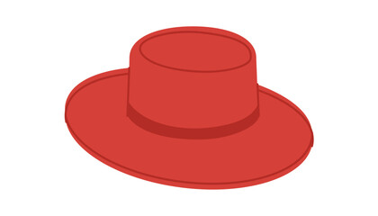 Gambler Hat with band. Head Fashion accessory cap with wide brim clothing technical illustration. Vector headgear for Men, women, unisex style, flat template CAD mockup sketch outline isolated