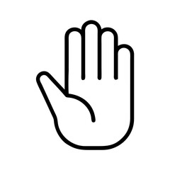 Obraz premium Hand icon with palm facing forward in simple outline design 