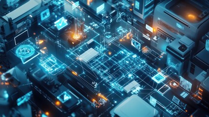 Abstract digital network of interconnected devices and data streams