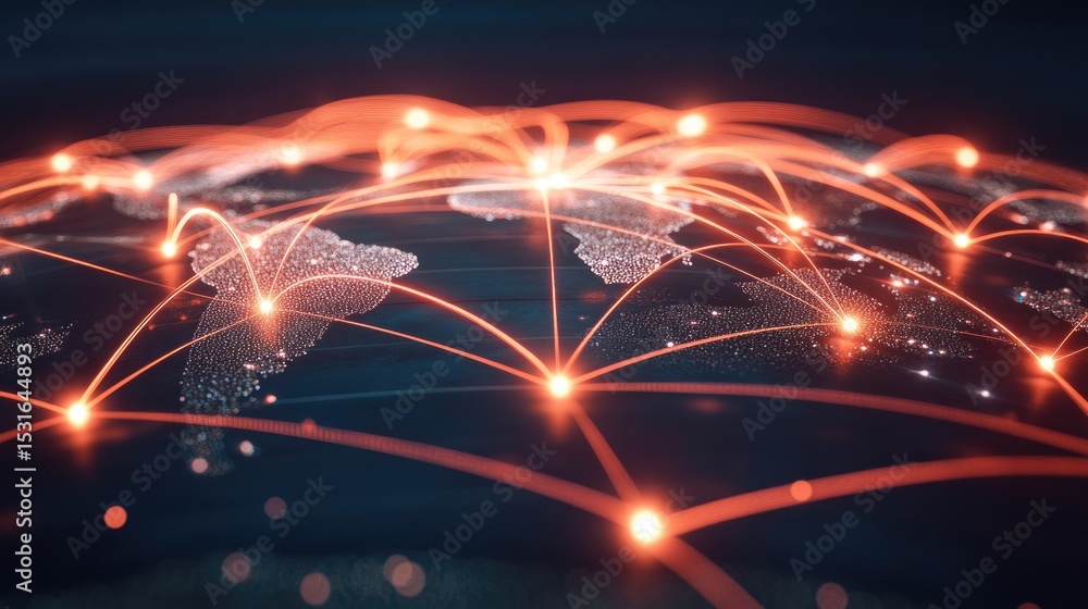 Aufkleber intermodal transport connections over a dark global map showing efficiency in global shipping