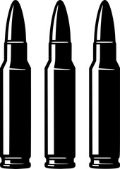 Three Bullets: A stark graphic depicting three cartridges, symbolizing power, danger, or conflict. The simple, bold design is ideal for various contexts.