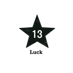 Obraz premium Lucky Emblem with Number 13 Inside a Minimalist Star – Black and White Vector Badge