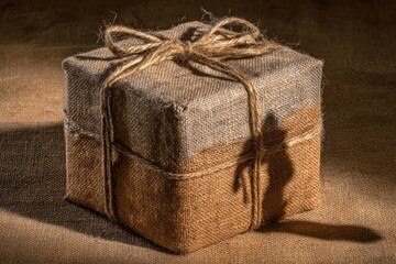 Wrapped gift box, shadow figure