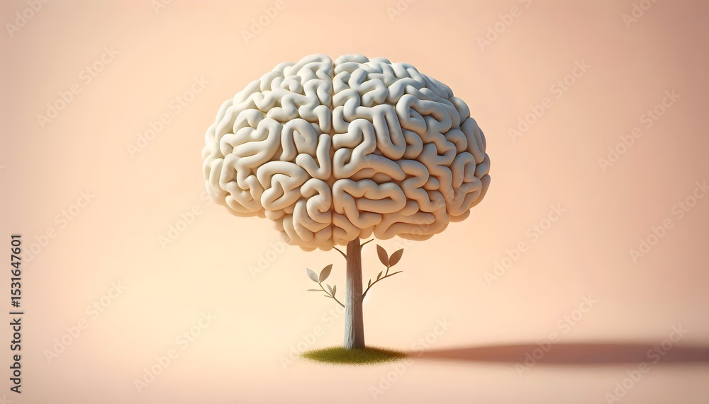 Poster artistic tree symbolizing emotional intelligence features brain-like green top and is centered on so