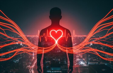 Creative depiction of blood vessels connecting a person with a heart to honor World Blood Donor Day and encourage blood donation.