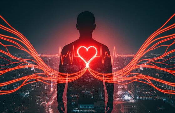 Creative depiction of blood vessels connecting a person with a heart to honor World Blood Donor Day and encourage blood donation.