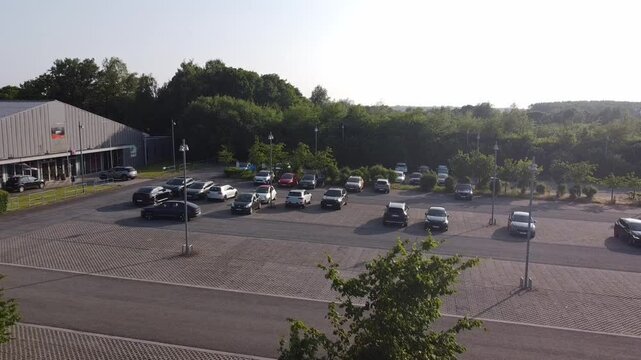 airial view of the parking of the country hall in Ougree