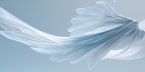 Light, ethereal fabric drapes in soft, pale blue