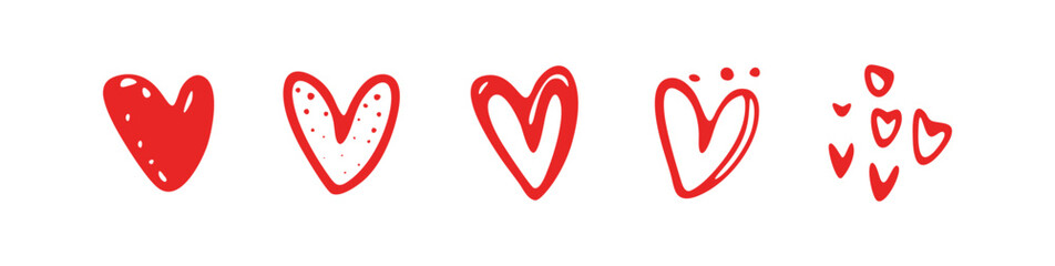 Hand Drawn Heart Icon with Love Doodles Broken Hearts Valentine Symbols and Romantic Elements