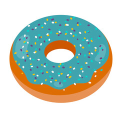 Blue Frosted Donut With Sprinkles