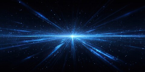 Fototapeta premium Radiant blue light streaks across a dark expanse