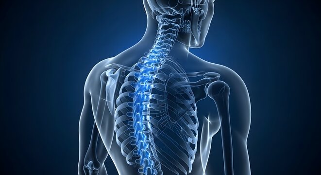 Human Anatomy: Detailed 3D model of the Spinal Column and Upper Body