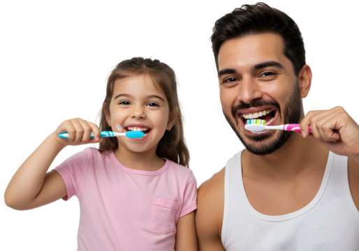 Family Dental Care Brushing Teeth for Oral Hygiene Together