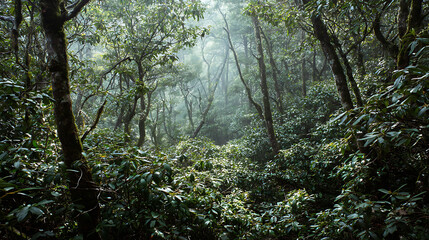 Obraz premium Forest Understory Scene, Perfect For Biodiversity And Texture Visuals